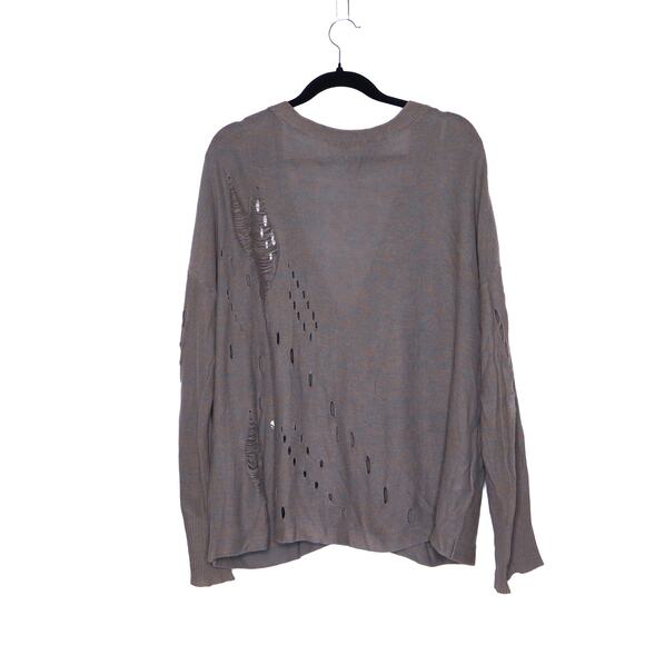 BCBGENERATION Distressed Sweater Marled Fern Taupe Cardigan Casual Women's M - Picture 2 of 12